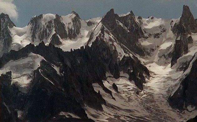 Rochefort Ridge and Dent du Geant in the Mont Blanc Massif