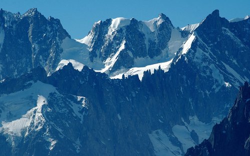 Rochefort Ridge and Grand Jorasses in the Mont Blanc Massif