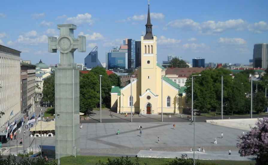 Freedom Square ( Vabaduse väljak ) in Tallin - capital City of Estonia