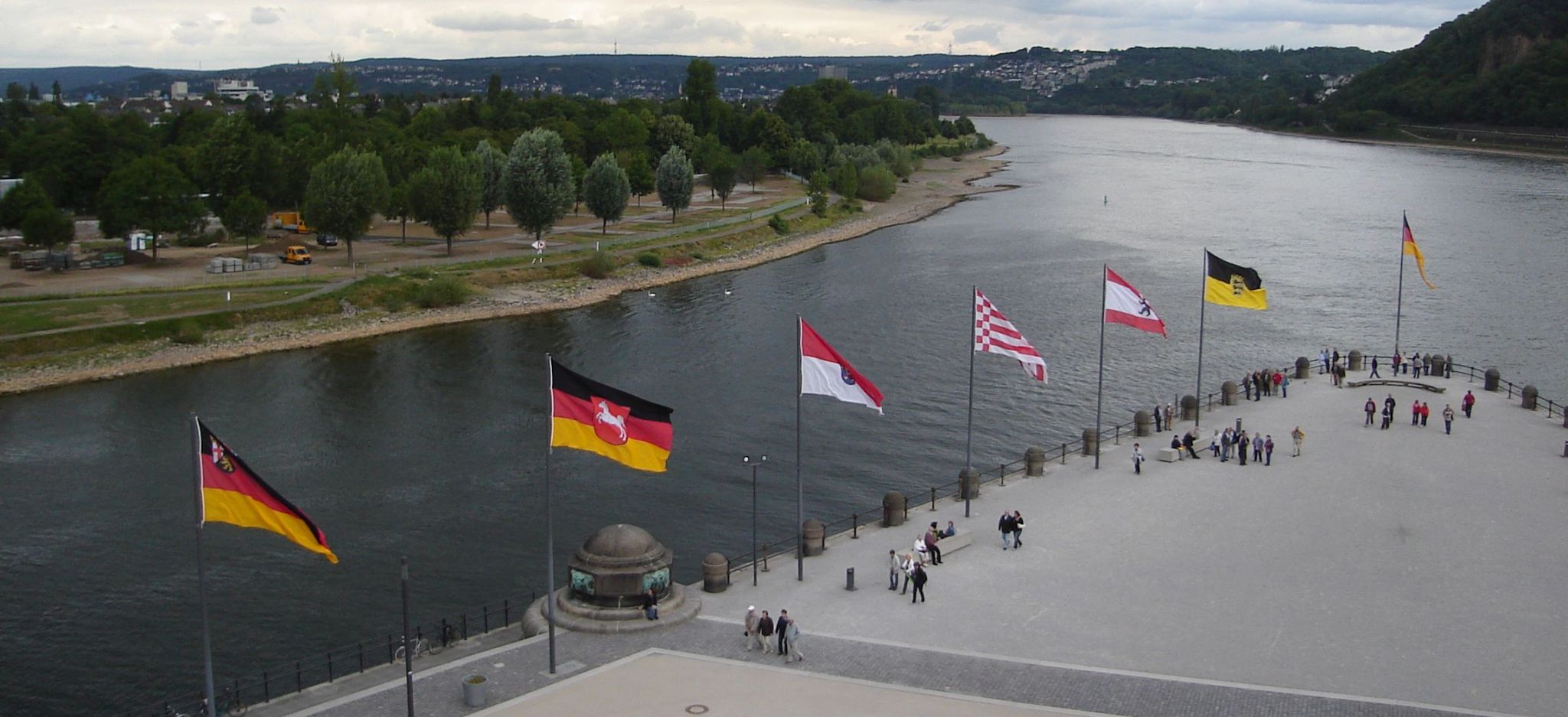 Deutches Eck at the confluence of the Moselle and Rhine in Koblenz in the Eifel Region of Germany