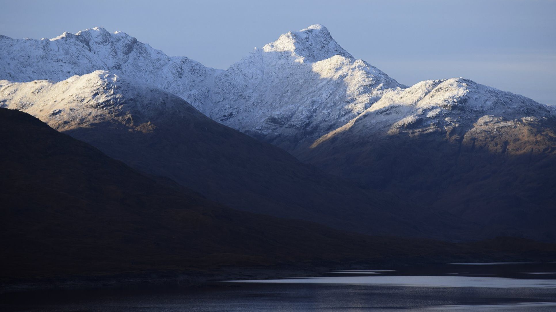 Garbh Cìoch Mhòr ( 1013m ) and Sgurr na Ciche across Loch Quoich in Knoydart
