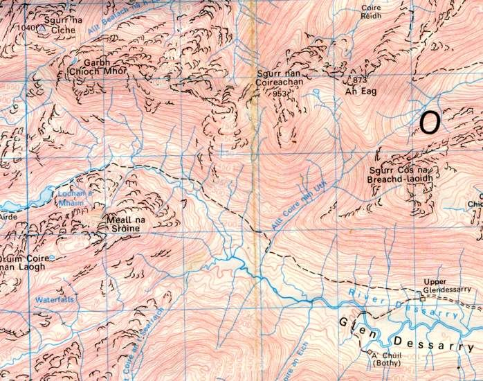 Location Map and Access Route for Sgurr na Ciche, Garbh Cìoch Mhòr and Sgurr nan Coireachan in Knoydart
