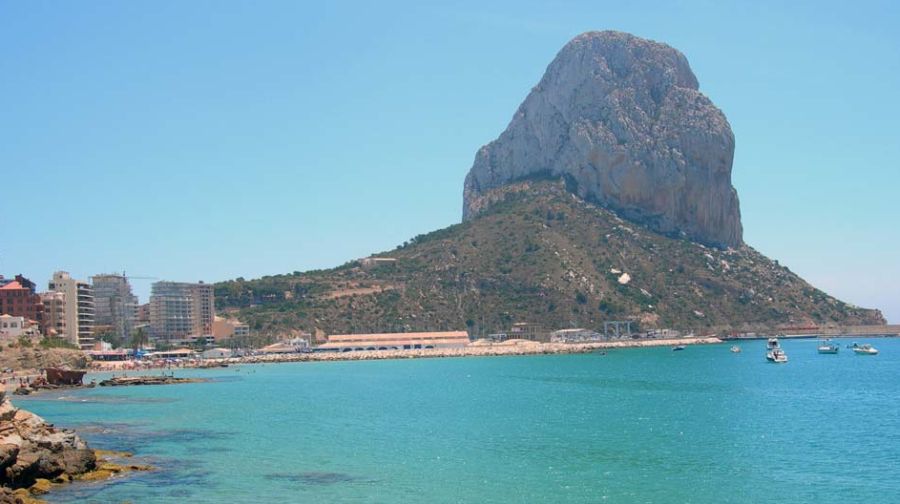 Calpe at the foot of the Peñón de Ifach, ( Ifach Rock ) on the Costa Blanca in Spain