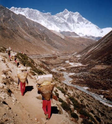 Nuptse and Lhotse from the Imja Khola Valley