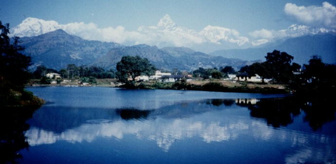 Phewa Tal, Pokhara at start of Dhaulagiri Circuit, Nepal Himalaya